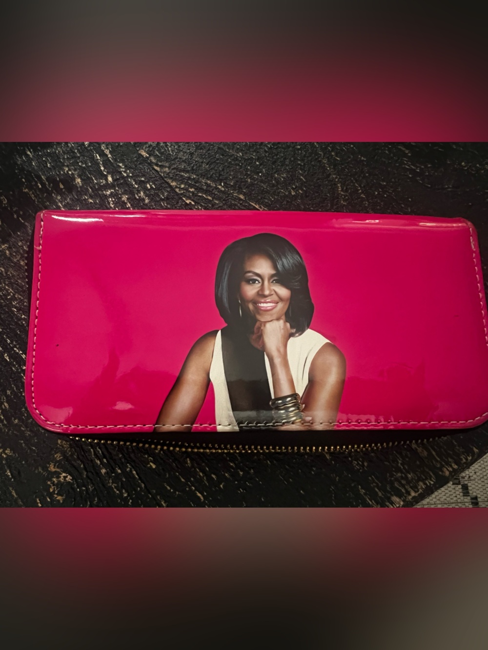 Women’s Patent Pink Zip Wallet